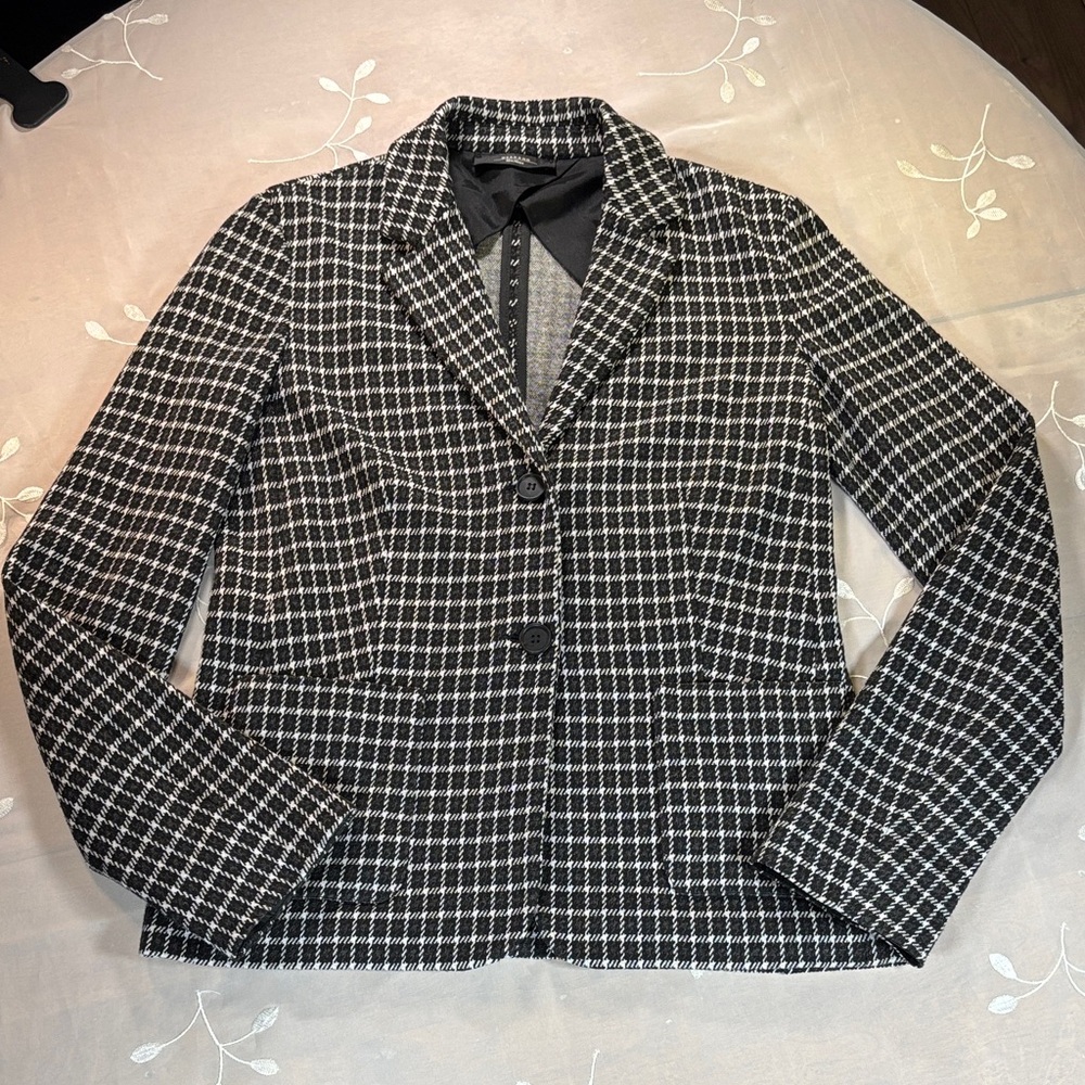 Weekend MaxMara Black & White Houndstooth Checkered Blazer Woman Fit Sz Small